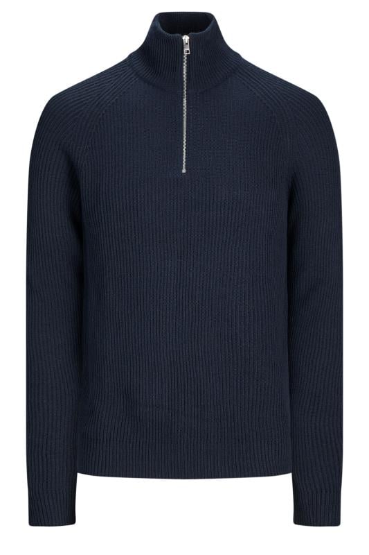 JACK & JONES Big & Tall Navy Blue Half Zip Jumper | BadRhino 2