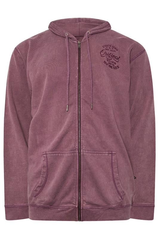 Men's  KAM Big & Tall Purple Acid Wash Zip Through Hoodie