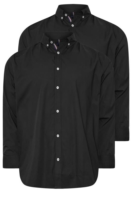 BadRhino Big & Tall 2 PACK Black Long Sleeve Poplin Shirts | BadRhino 5