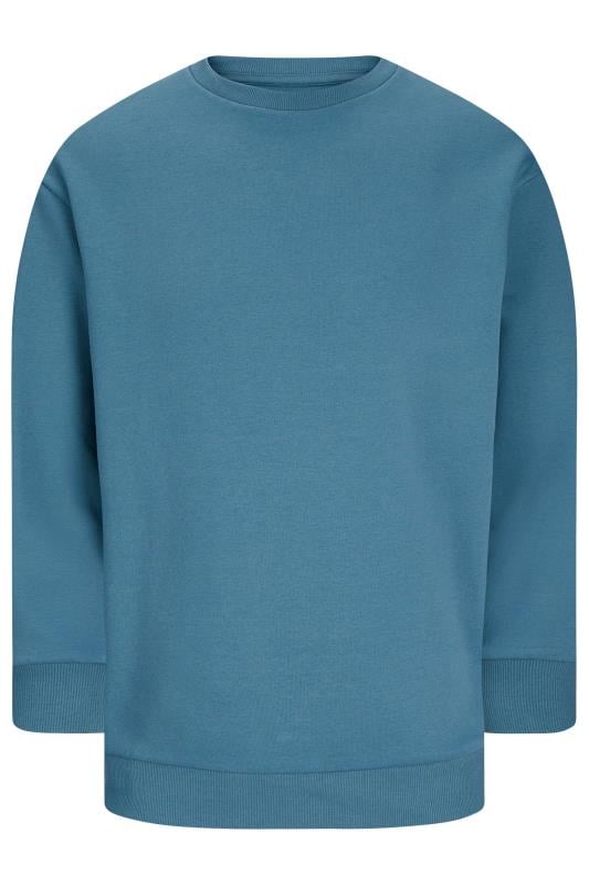 JACK & JONES Big & Tall Blue Crew Neck Sweatshirt | BadRhino 1