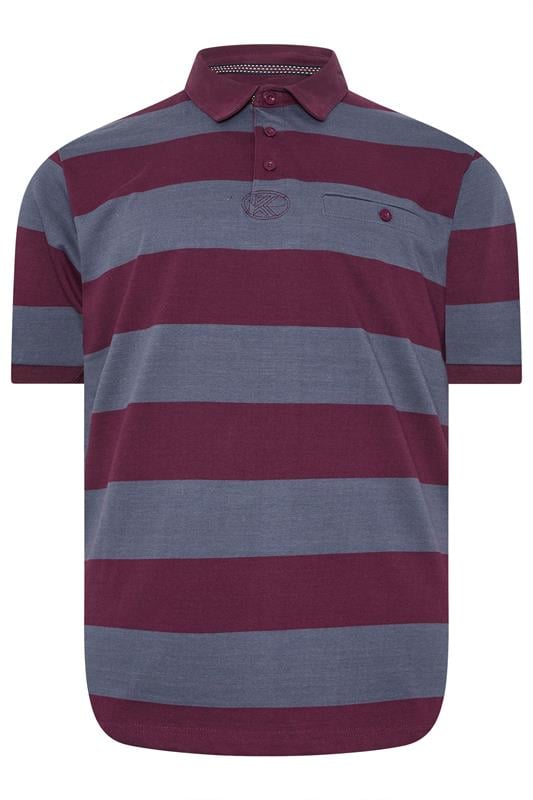 KAM Indigo Blue Striped Short Sleeve Rugby Polo Shirt | BadRhino 1