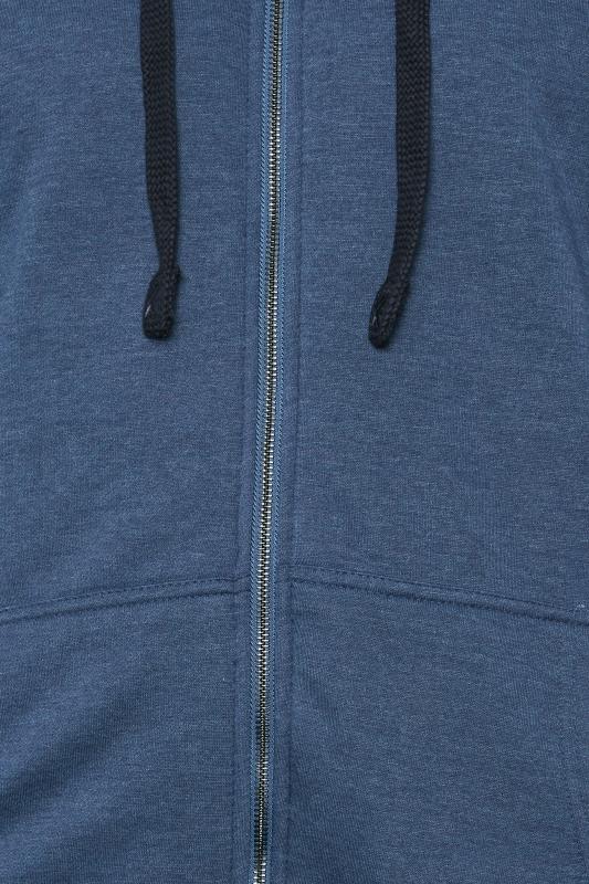 KAM Big & Tall Blue Sherpa Raglan Sleeve Zip Through Hoodie | BadRhino 2