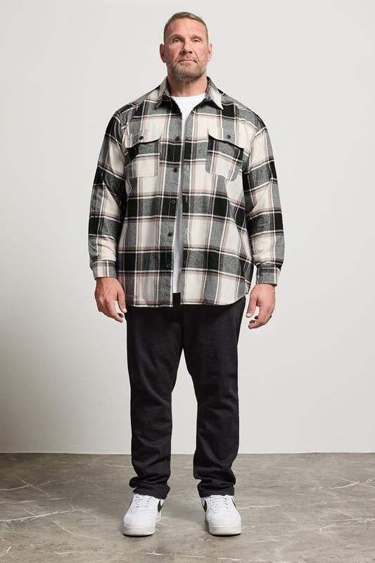 JACK & JONES Big & Tall Crockery White Check Overshirt | BadRhino 2