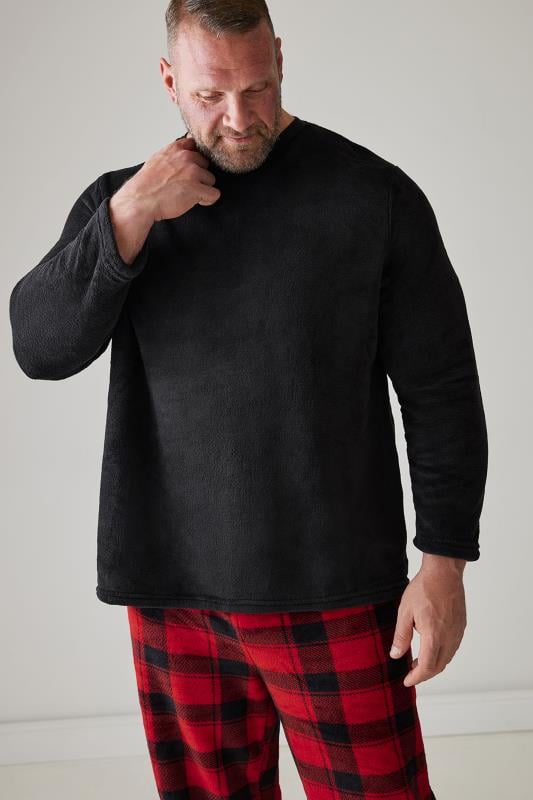 Men's  BadRhino Big & Tall Black & Red Tartan Fleece Pyjama Set