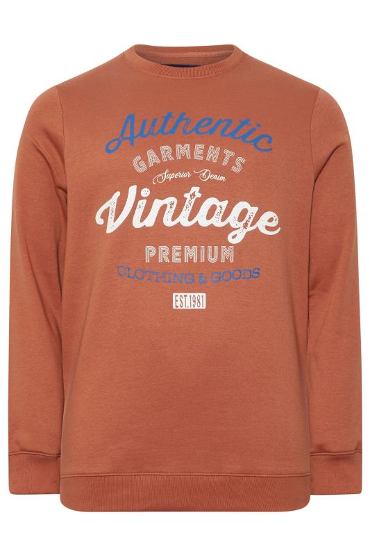 BadRhino Big & Tall Rust Orange 'Authentic Vintage' Graphic Sweatshirt | BadRhino 3