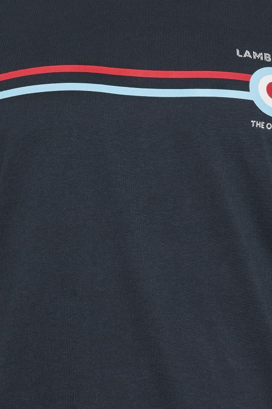 LAMBRETTA Big & Tall Navy Blue Stripe T-Shirt | BadRhino 2