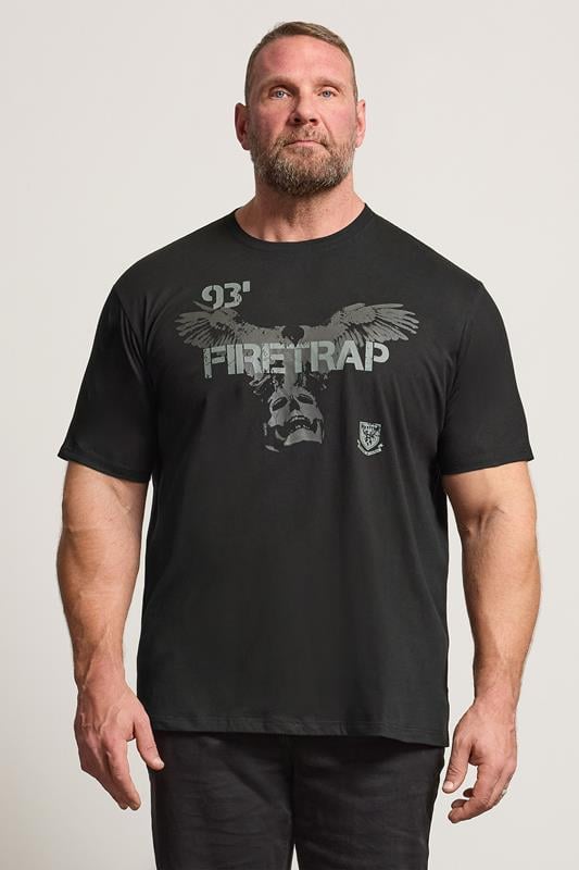 Men's  FIRETRAP Big & Tall Black Hawke Print T-Shirt
