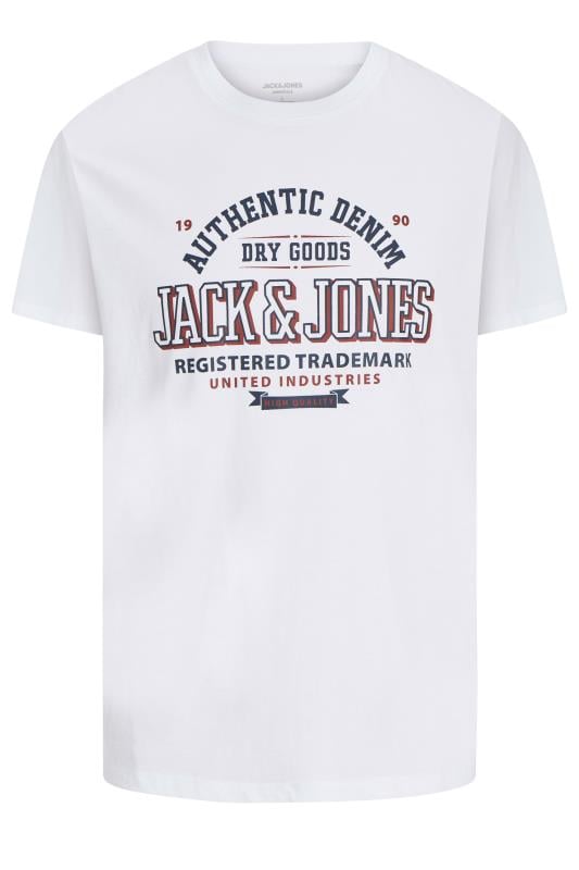 Men's  JACK & JONES Big & Tall White 'Authentic Denim' Chest Logo T-Shirt