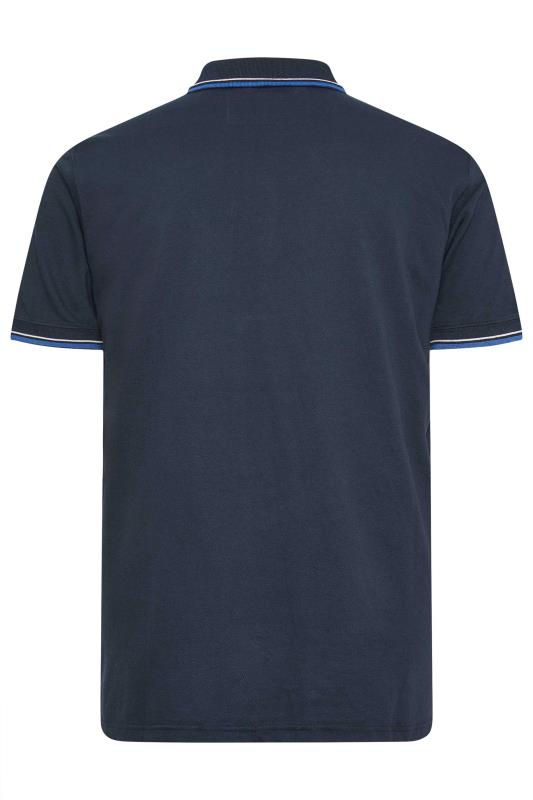 D555 Big & Tall Navy Blue Tipped Polo Shirt | BadRhino 4