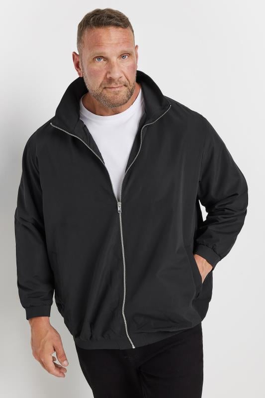 JACK & JONES Big & Tall Black Harrington Bomber Jacket | BadRhino 1