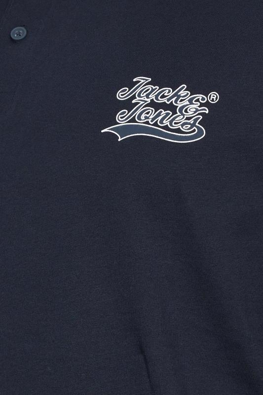 JACK & JONES Big & Tall Navy Blue Short Sleeve Logo Polo Shirt | BadRhino