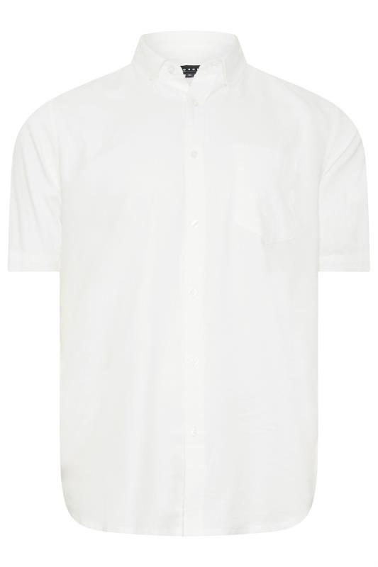 BadRhino Big & Tall Premium White Short Sleeve Oxford Cotton Shirt 3
