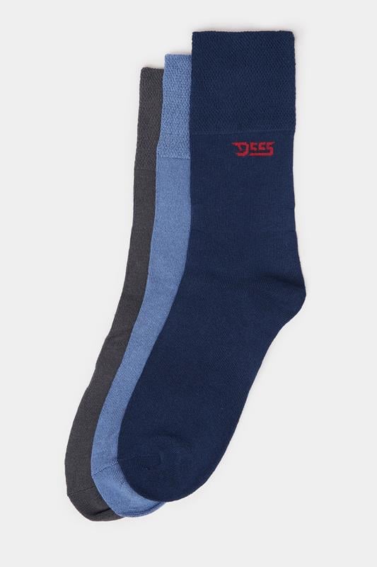 Men's  D555 Big & Tall Blue & Grey 3 Pack Socks