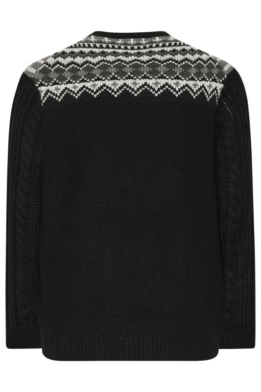 BadRhino Big & Tall Black Crew Neck Fairisle Knit Jumper | BadRhino 4