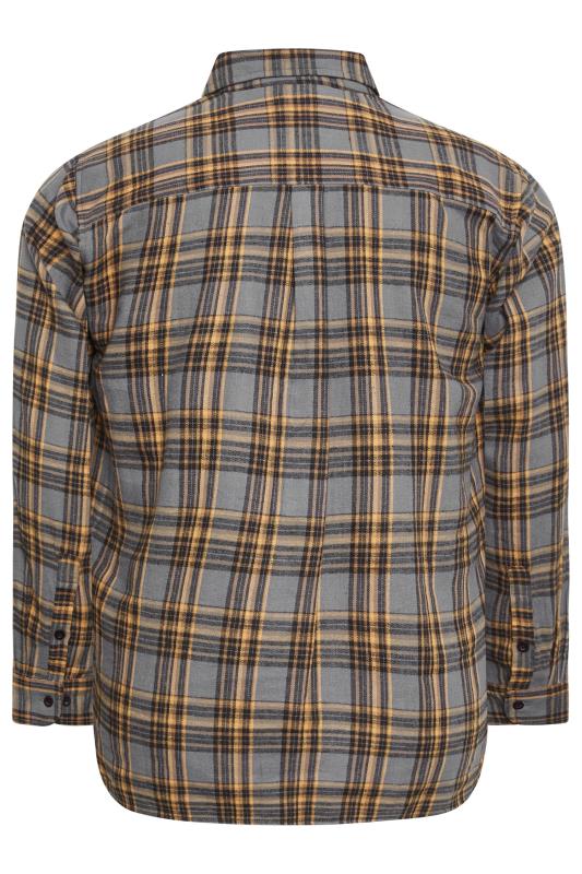 BadRhino Big & Tall Grey Brushed Check Long Sleeve Shirt | BadRhino 4