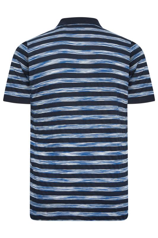 BadRhino Big & Tall Navy Blue Stripe Print Polo Shirt | BadRhino
