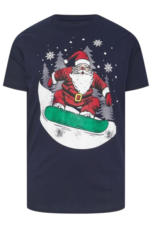 BadRhino Big & Tall Navy Blue Santa Snowboard Graphic T-Shirt | BadRhino 3