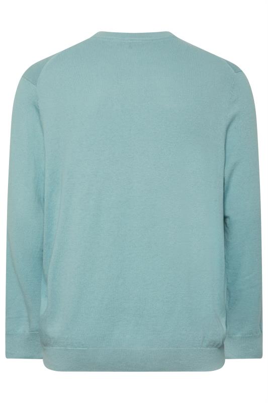 LYLE & SCOTT Big & Tall Blue Cotton Merino Crew Neck Jumper | BadRhino 4