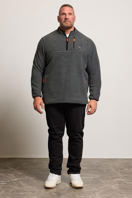 BadRhino Big & Tall Grey Sherpa Quarter Zip Fleece | BadRhino 2