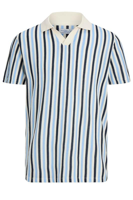  JACK & JONES Big & Tall Sea Pearl Blue Split Neck Polo Shirt
