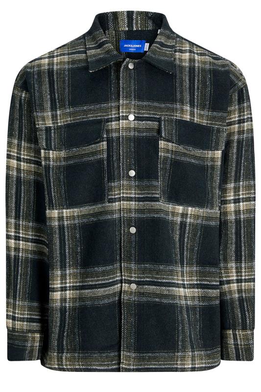 JACK & JONES Big & Tall Charcoal Grey Check Overshirt | BadRhino 2