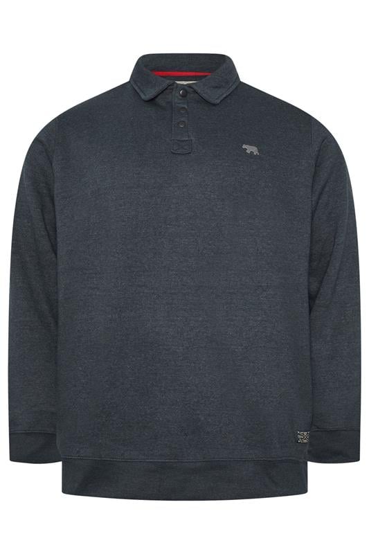 D555 Big & Tall Navy Blue Embroidered Long Sleeve Polo Shirt | BadRhino 1