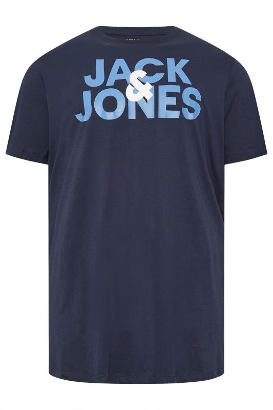 JACK & JONES Big & Tall 5 PACK White & Blue Logo T-Shirts | BadRhino 9