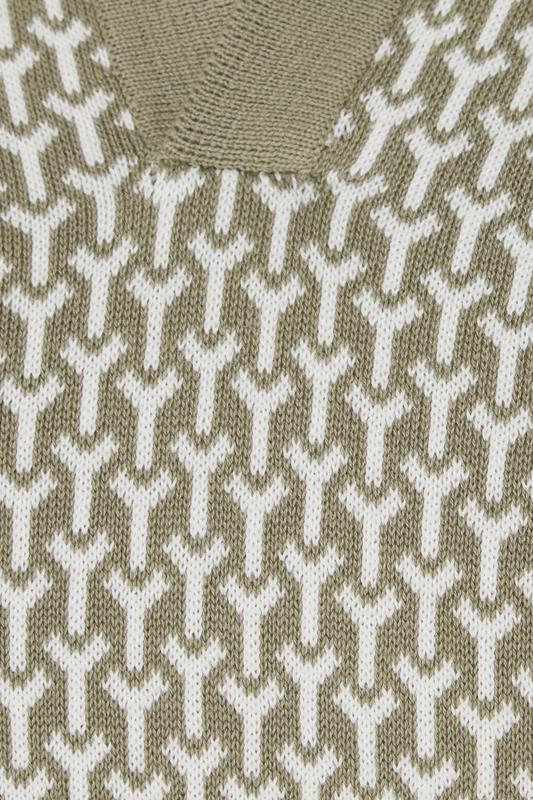 BadRhino Big & Tall Khaki Green Pattern Knitted Trophy Polo | BadRhino 7