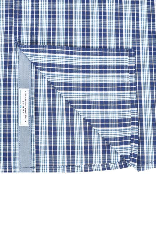 BadRhino Multi Blue & White Small Grid Check Short Sleeve Shirt Extra Large L to 8XL 9