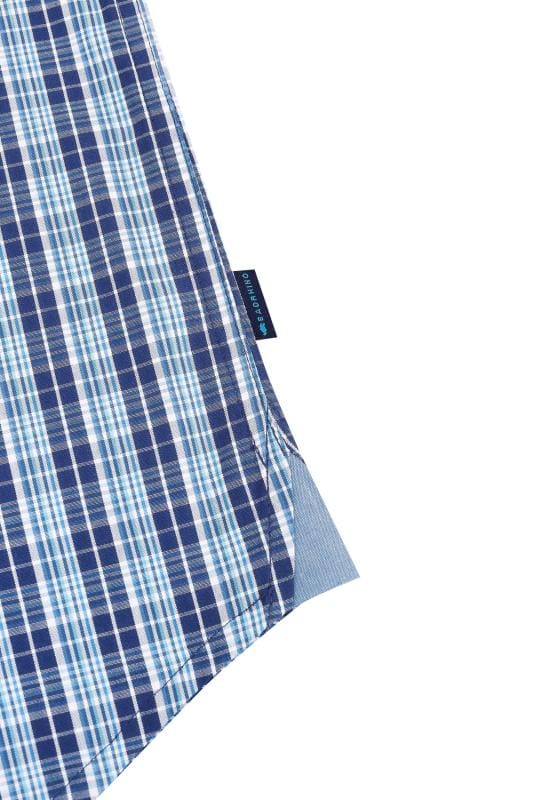 BadRhino Multi Blue & White Small Grid Check Short Sleeve Shirt Extra Large L to 8XL 6