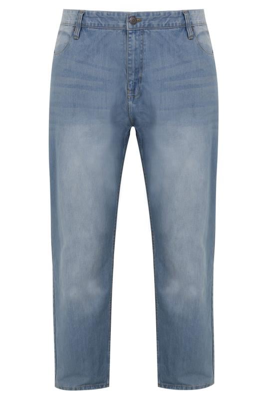 Men's Tapered BadRhino Mid Blue Faded Wash Denim Tapered Jeans