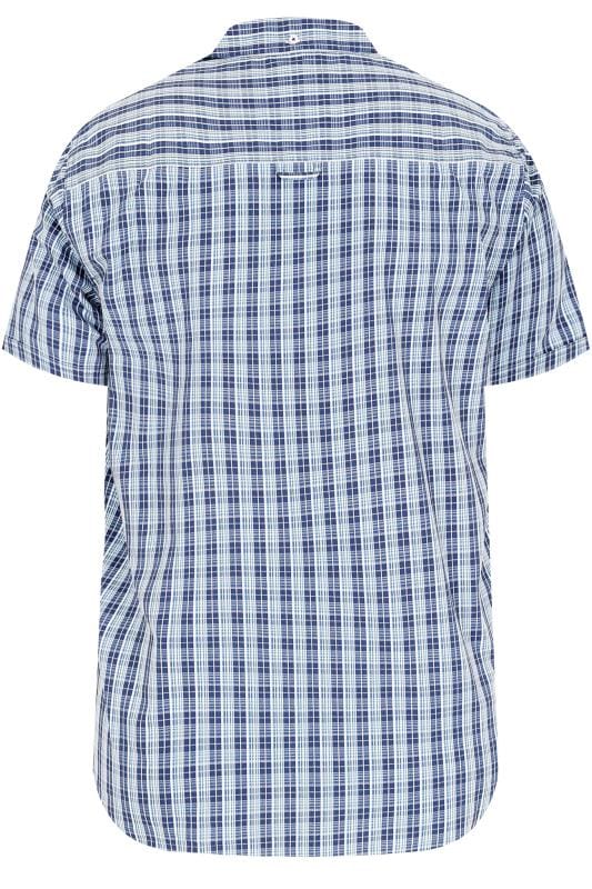 BadRhino Multi Blue & White Small Grid Check Short Sleeve Shirt Extra Large L to 8XL 4