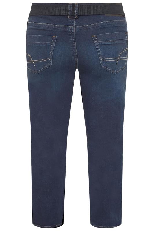 KAM Washed Indigo Blue Regular Fit Stretch Jeans | BadRhino 4