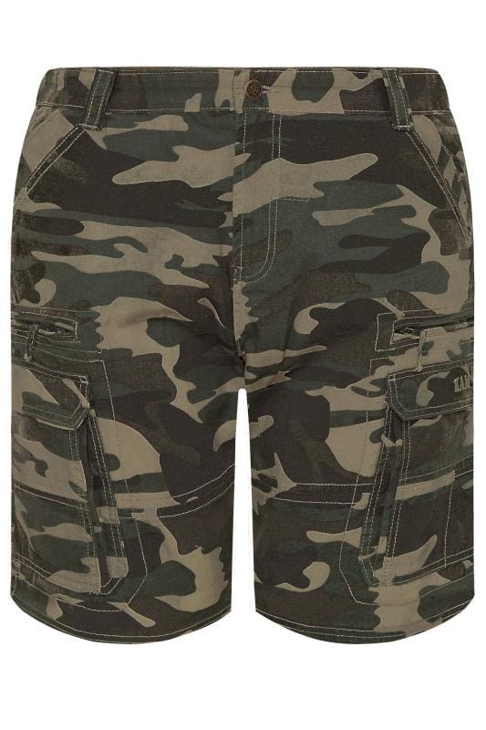 Men's Cargo Shorts KAM Big & Tall Khaki Green Camo Cargo Shorts
