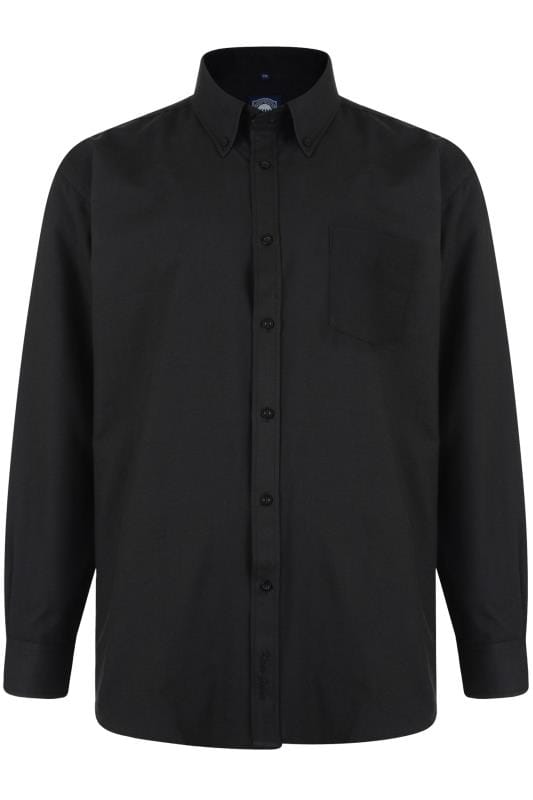KAM Big & Tall Black Oxford Long Sleeve Shirt | BadRhino 2