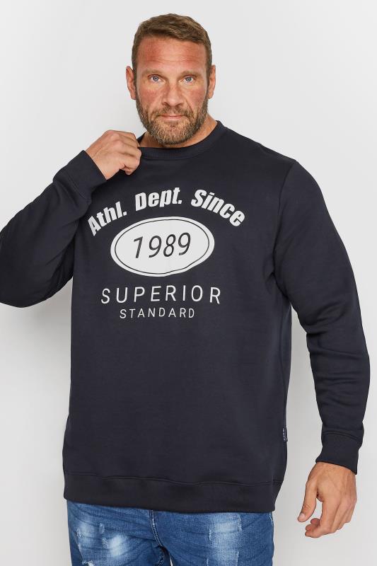 Men's  BadRhino Big & Tall Navy Blue 'Ath Dept' Crew Neck Sweatshirt