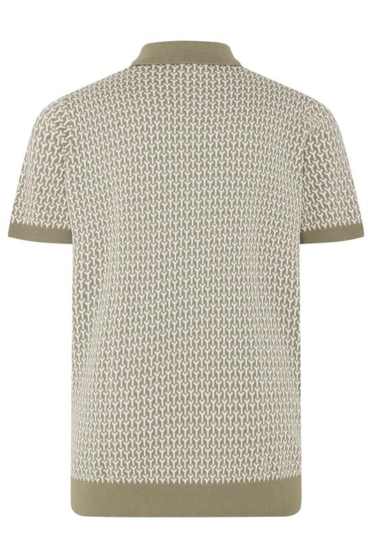 BadRhino Big & Tall Khaki Green Pattern Knitted Trophy Polo | BadRhino 6