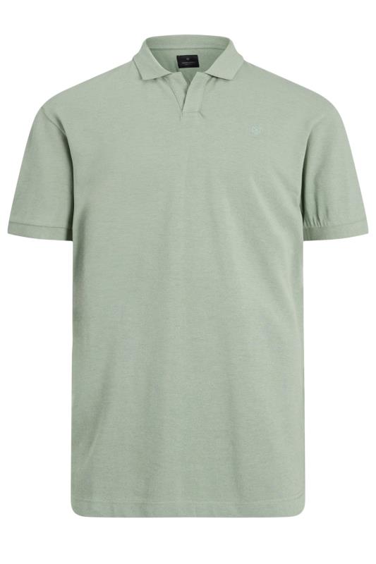 JACK & JONES Big & Tall Green Short Sleeve V-Neck Polo Shirt | BadRhino 1