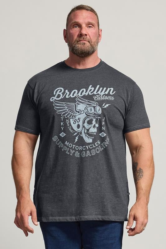  KAM Big & Tall Black Brooklyn Motorbike Graphic Print T-Shirt