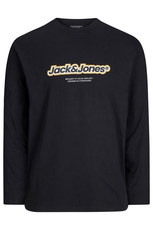 JACK & JONES Big & Tall Black Graphic Print T-Shirt | BadRhino 1