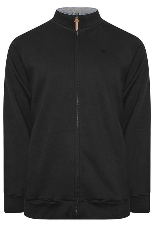 D555 Big & Tall Black Embroidery Zip Through Fleece Lined Jacket | BadRhino 1