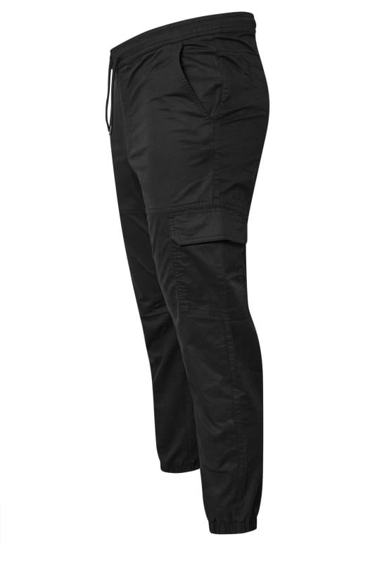 BadRhino Big & Tall Black Cuffed Cargo Trousers | BadRhino 6