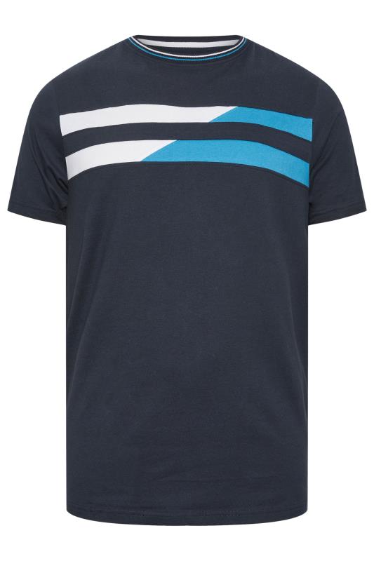 BadRhino Big & Tall Navy Blue & White Chest Stripe T-Shirt | BadRhino 2