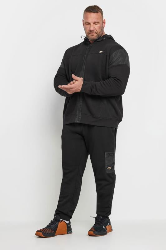 D555 Big & Tall Black Woven Fabric Trim Joggers | BadRhino 2