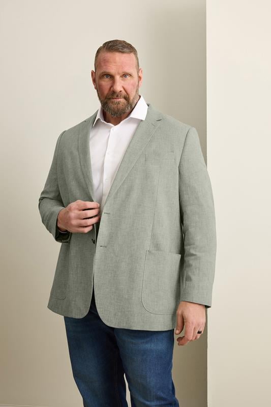  BadRhino Tailoring Big & Tall Green Linen Blazer