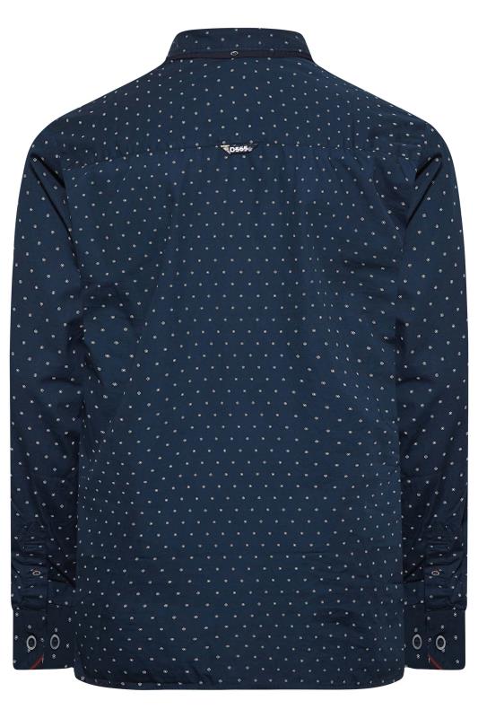 D555 Big & Tall Navy Blue Polka Dot Print Long Sleeve Shirt | BadRhino 4