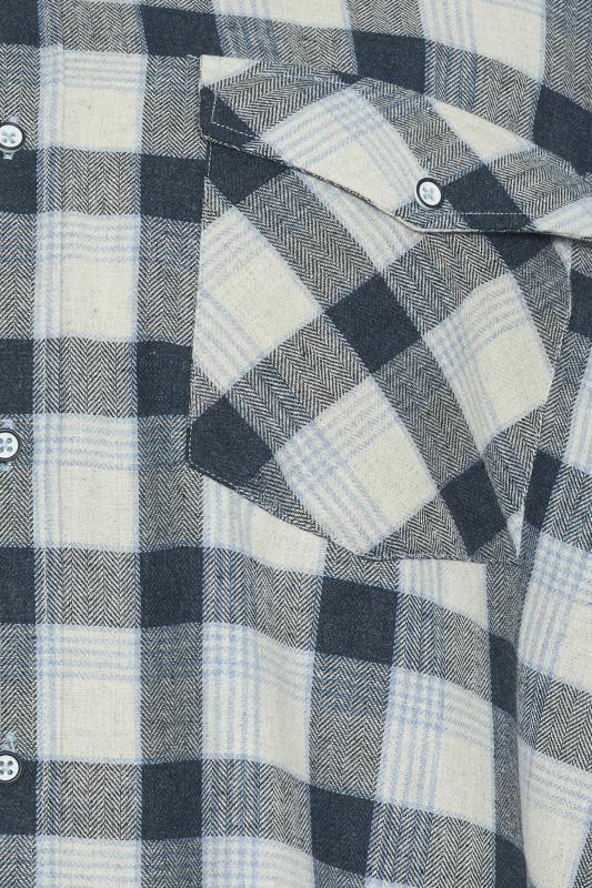 KAM Big & Tall Indigo Blue Premium Checked Flannel Shirt | BadRhino 2