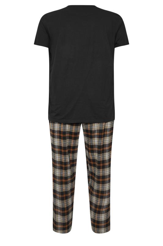 BadRhino Big & Tall Black T-Shirt & Check Trousers Pyjama Set | BadRhino 6