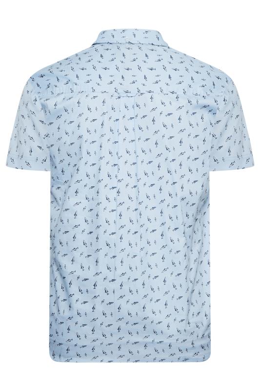 BadRhino Big & Tall Light Blue Shark Print Short Sleeve Shirt | BadRhino  4