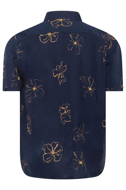 BEN SHERMAN Big & Tall Navy Blue Floral Print Shirt | BadRhino 4